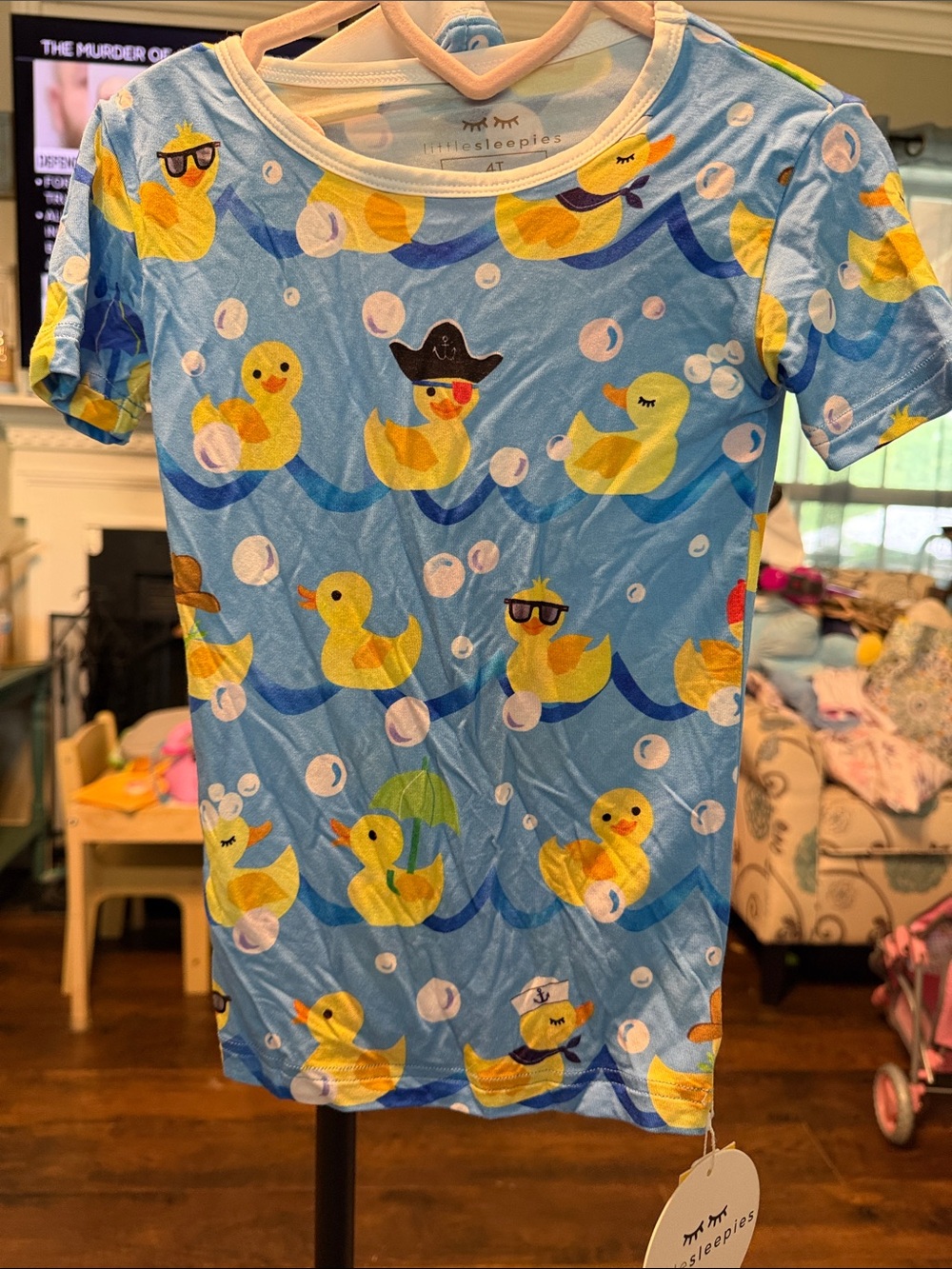 Little Sleepies Blue and Yellow Duck Short Sleeve Pajama shorts set NWT